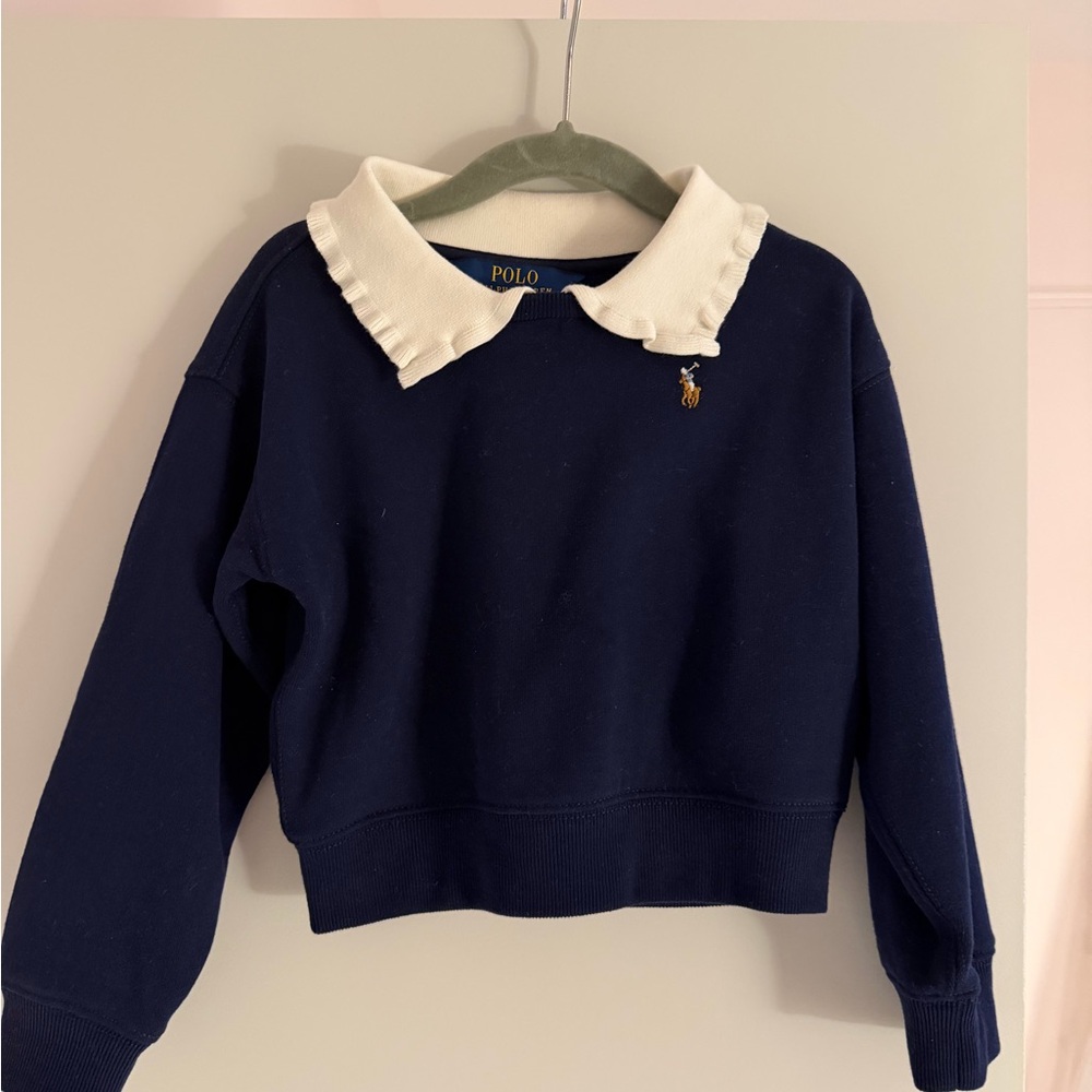 Polo by Ralph Lauren Navy Top with White Ruffle Collar